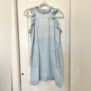 Anthropologie Cloth & Stone Chambray Ruffles Dress Size M